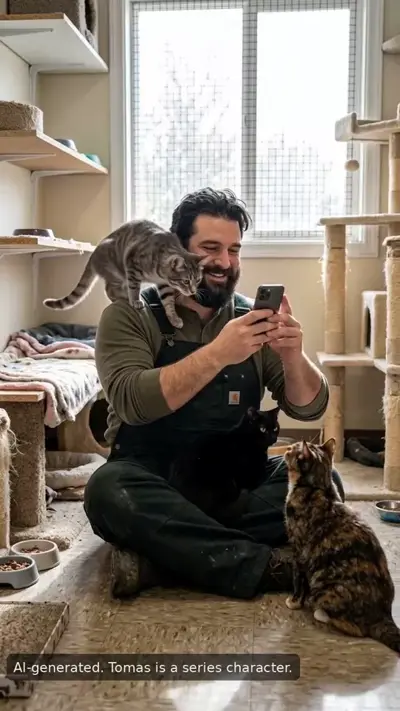 Tomas and the three cats nobody photographs well