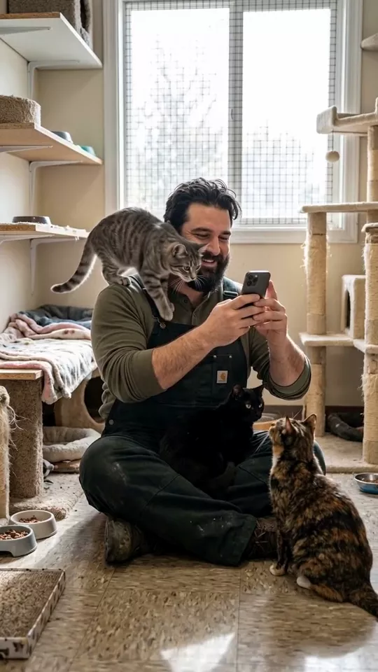 Tomas and the three cats nobody photographs well